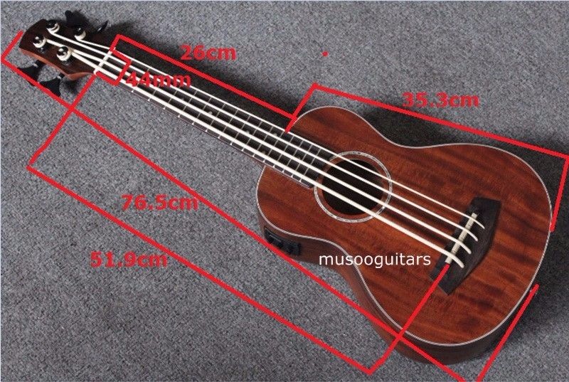 30 Inch Concert Ukulele Bass Mini Acoustic Uke Handcraft Solid Acacia