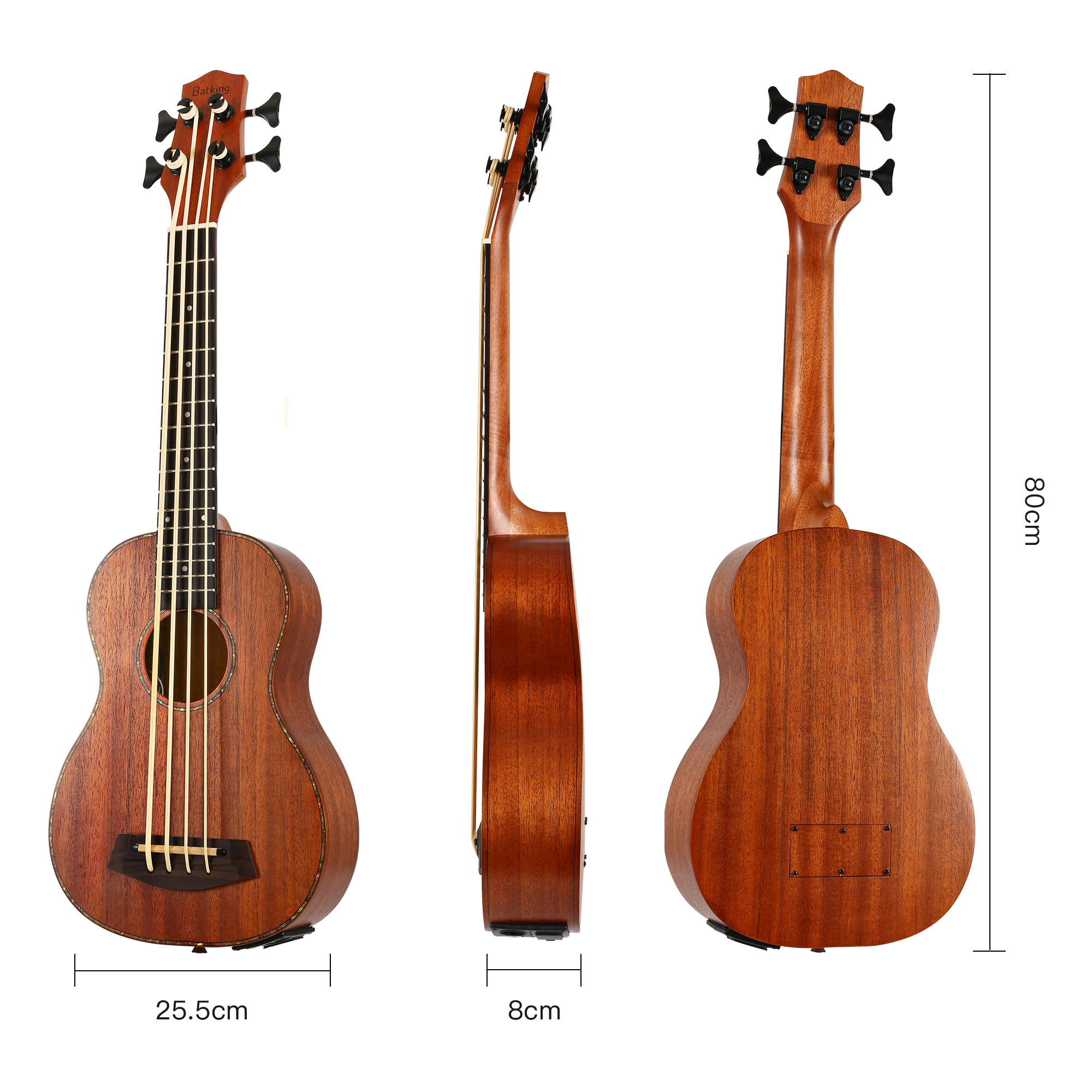 30 Inch Concert Ukulele Bass Mini Acoustic Uke Handcraft Solid Acacia Wood(UBB02)
