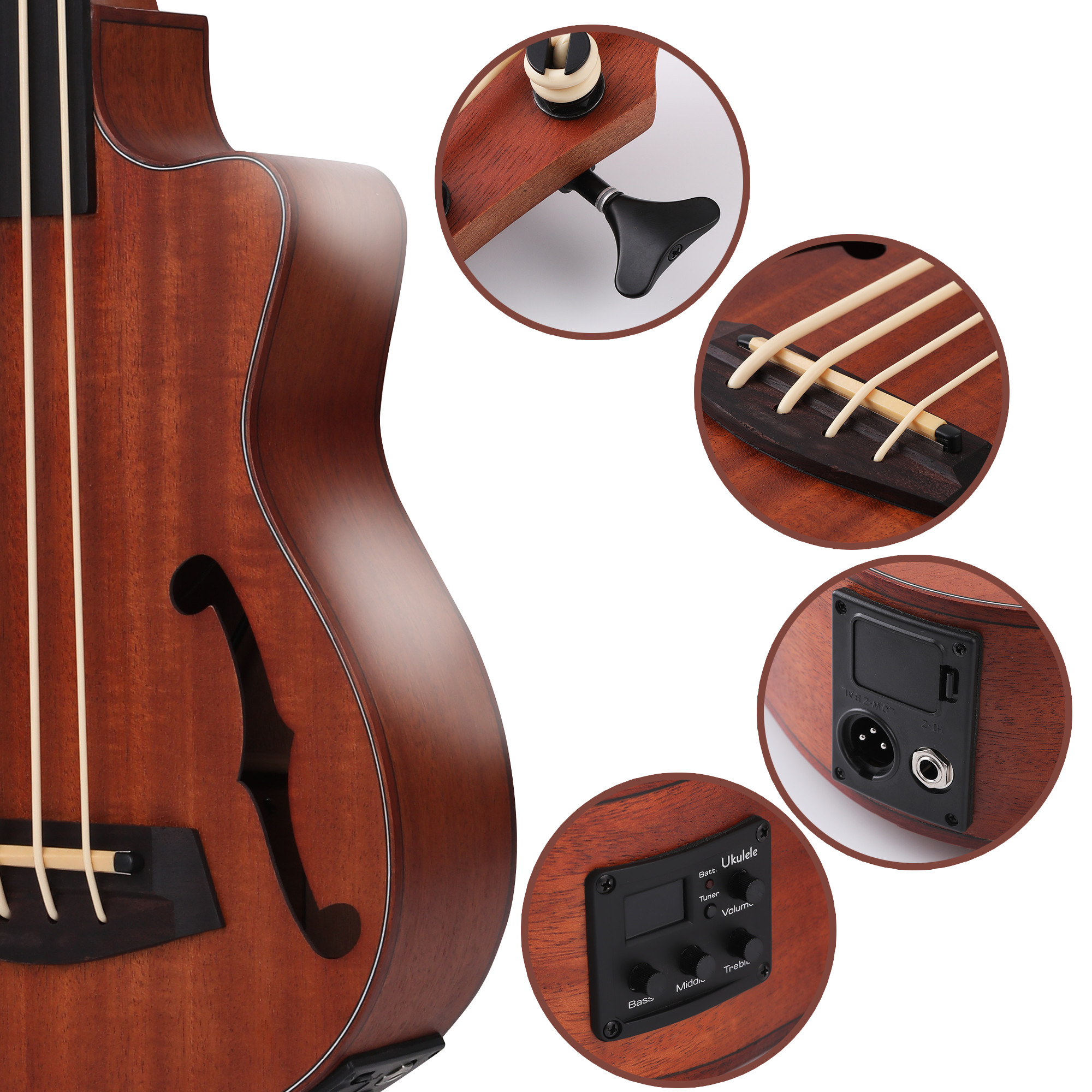 Ukulele Bass mahogany 4 strings Instruments Ukelele Bass with EQ(UFB 04