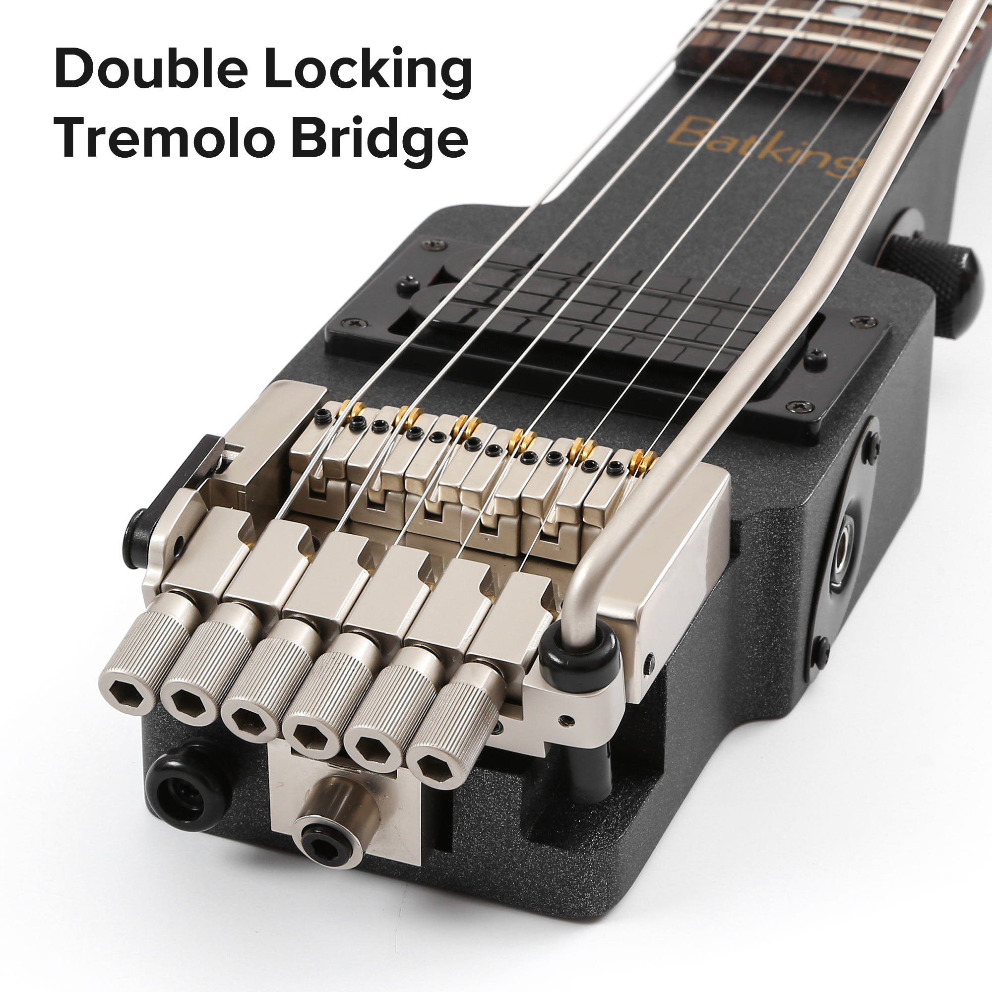 Batking Travel Electric Guitar Headless 6 String Guitar One piece Canada maple neck through body design Double Locking Tremolo(TGH 01)