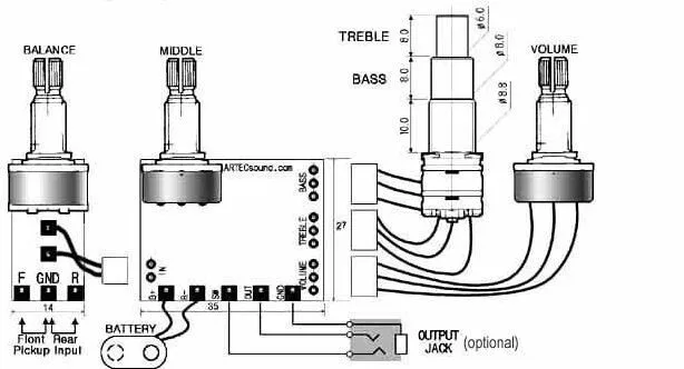 Electric bass line BAND EQUALIZER BASS MIDDLE TREBLE EQUALIZER FOR BASSES