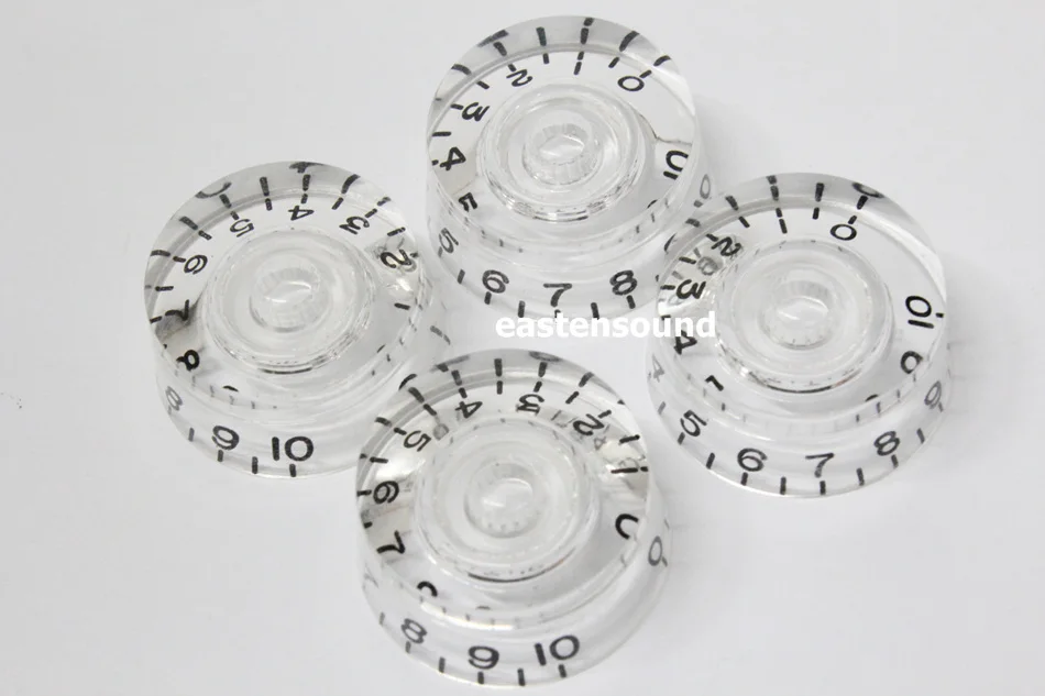 4 transparent black digital guitar bass speed control knobs volume pot knobs potentiometer buttons