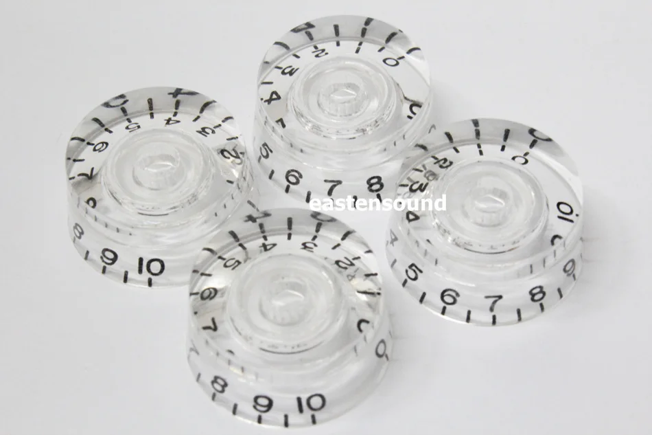 4 transparent black digital guitar bass speed control knobs volume pot knobs potentiometer buttons