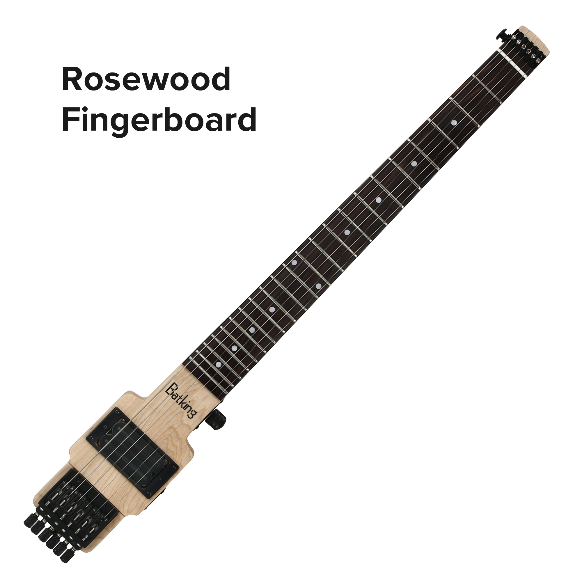 Travel Electric Guitar Headless 6 String Guitar One piece Canada maple neck through body design Fix Bridge with Gigbag(TGH 06)