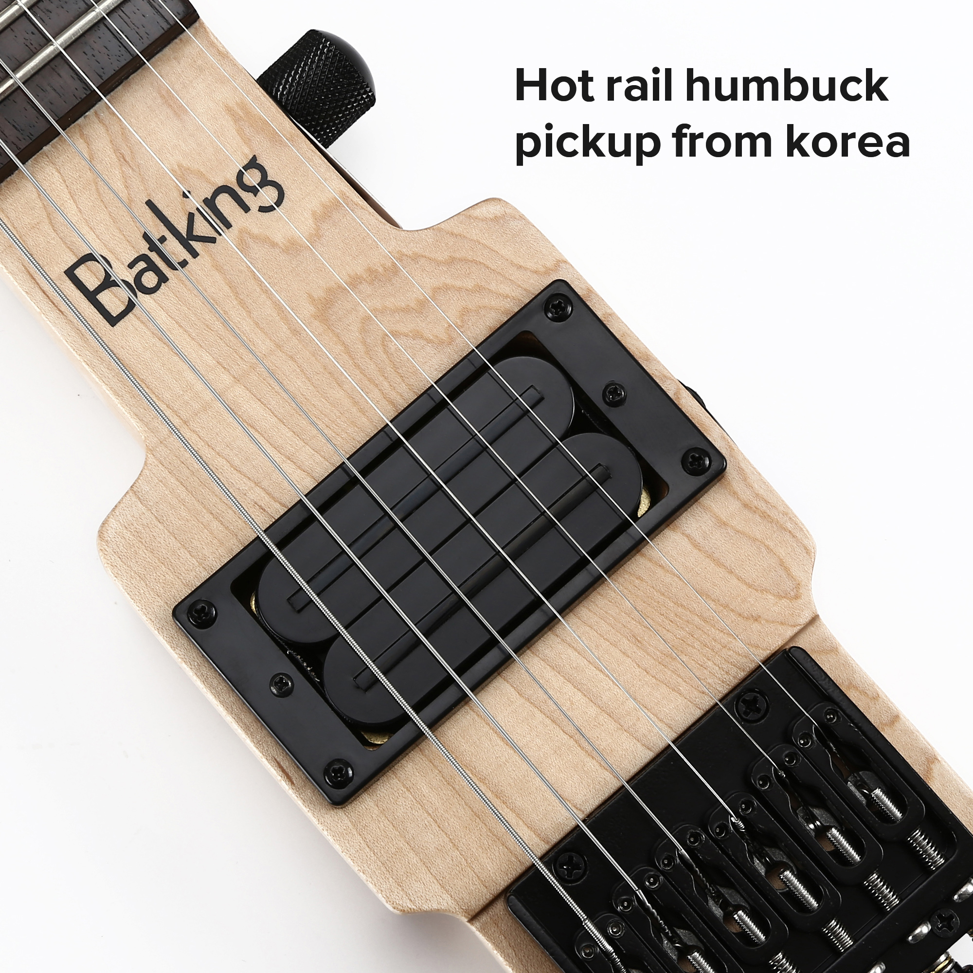 Travel Electric Guitar Headless 6 String Guitar One piece Canada maple neck through body design Fix Bridge with Gigbag(TGH 06)