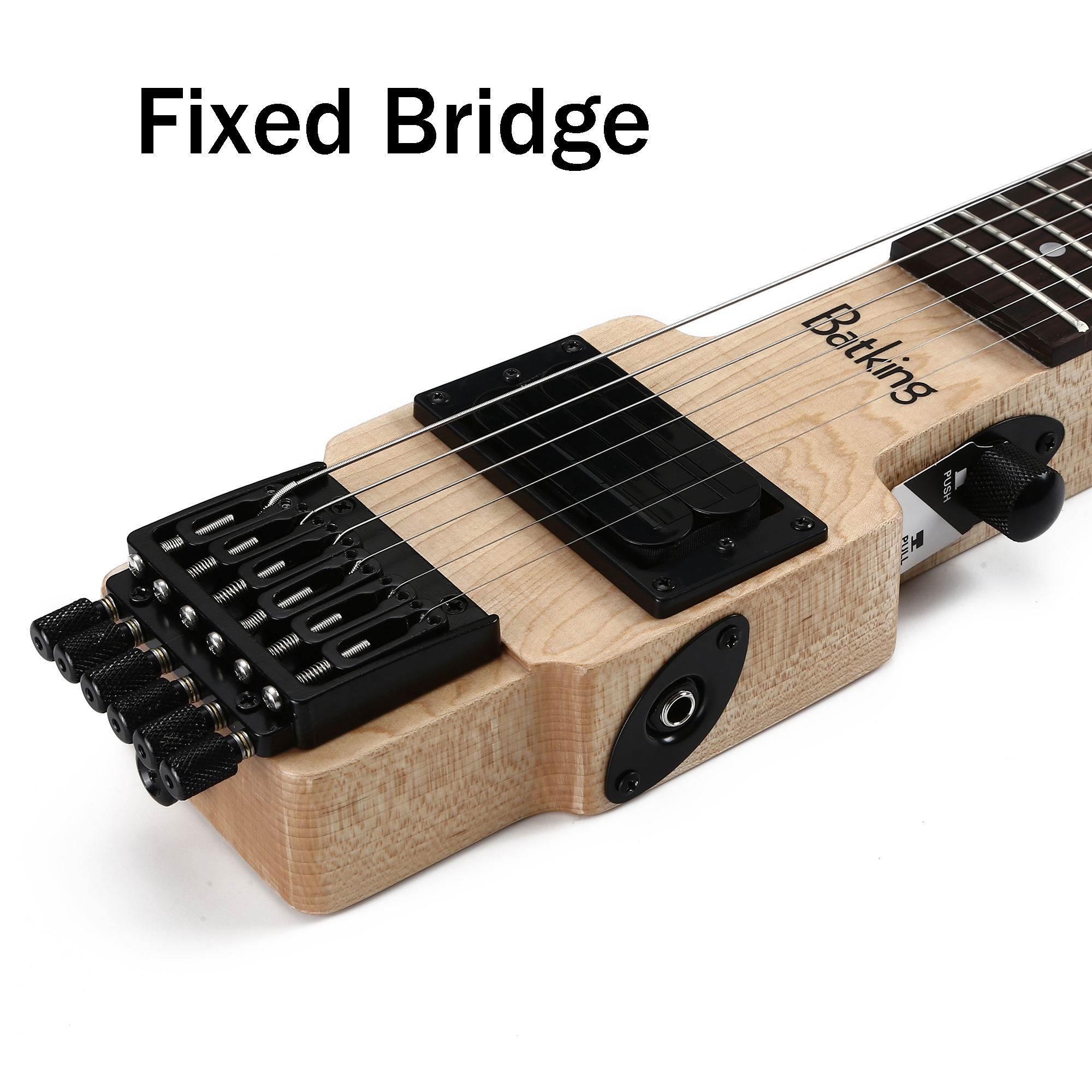 Travel Electric Guitar Headless 6 String Guitar One piece Canada maple neck through body design Fix Bridge with Gigbag(TGH 06)