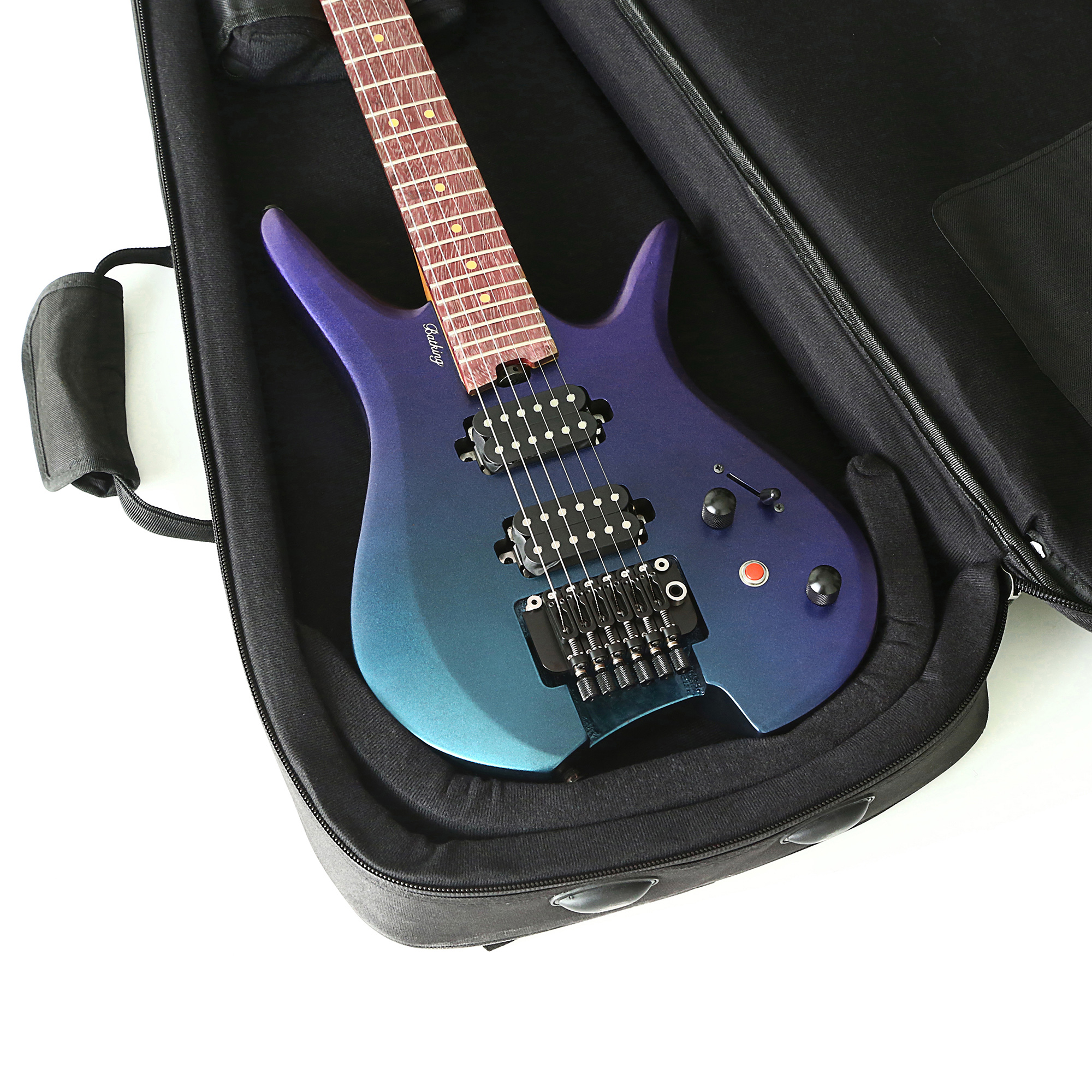 Electric Travel Headless Guitar 6 String Fix bridge Chameleon Finish with Gigbag