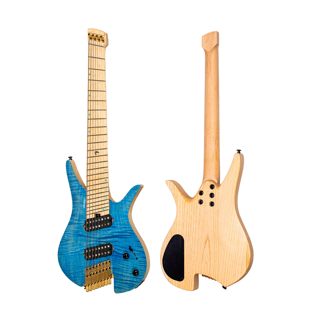 Batking 8 String Fanned Fret Headless Electric Travel Guitar with Multiscale Birdeyes Fingerboard Of Luminous Inlay(HF12)