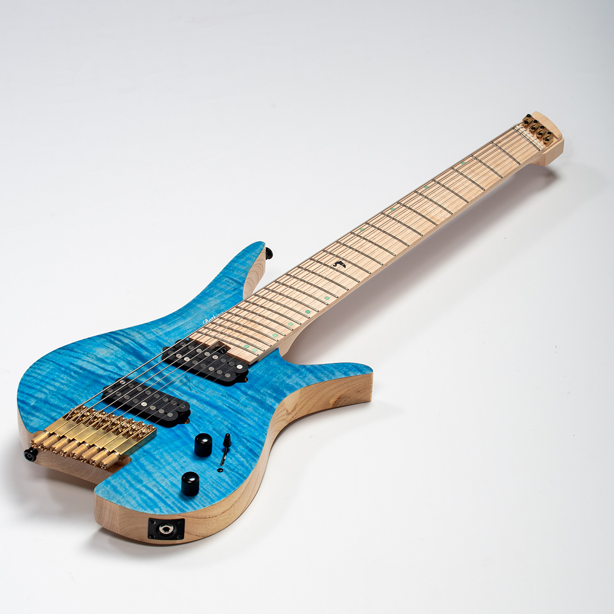Batking 8 String Fanned Fret Headless Electric Travel Guitar with Multiscale Birdeyes Fingerboard Of Luminous Inlay(HF12)