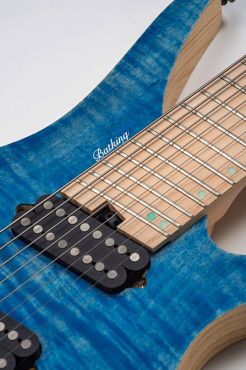 Batking 8 String Fanned Fret Headless Electric Travel Guitar with Multiscale Birdeyes Fingerboard Of Luminous Inlay(HF12)