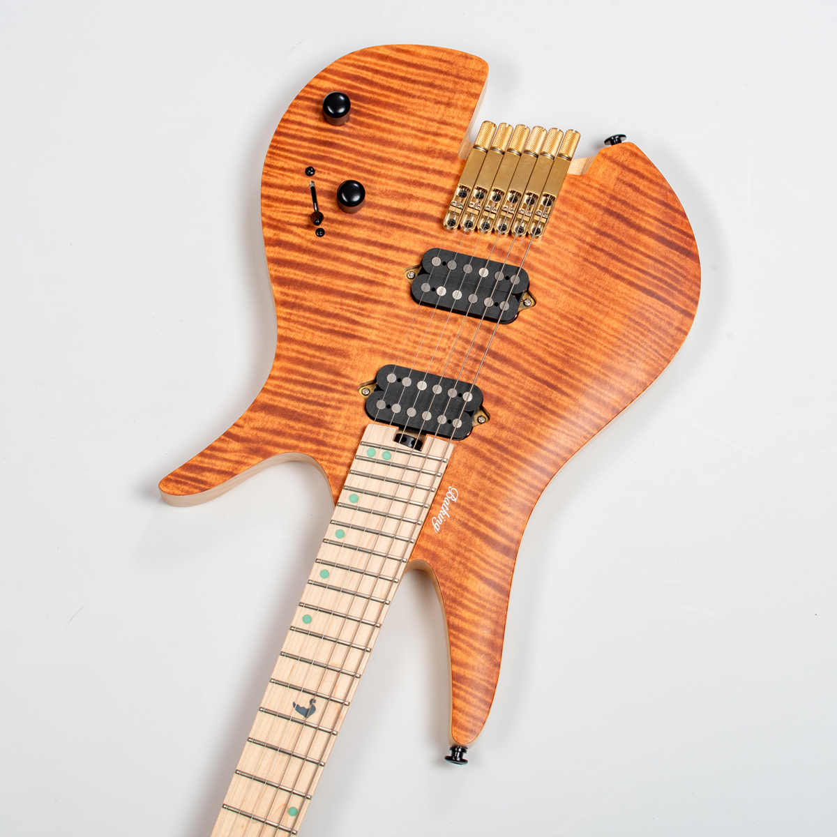Batking 6 String Fanned Fret Headless Electric Travel Guitar with Multiscale Birdeyes Fingerboard Of Luminous Inlay