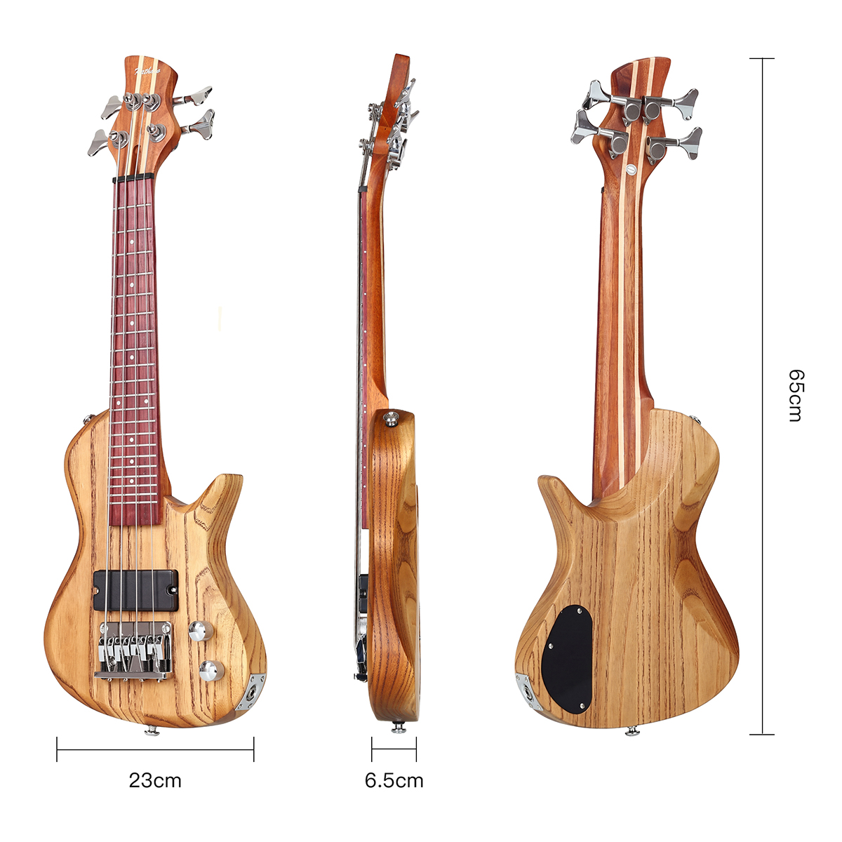 Batking Travel Mini Bass Electric Ubass 4 String Fretted Bass Ukelele with Gig bag(UB01)